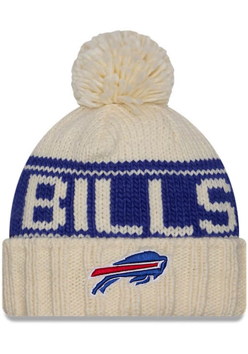Buffalo Bills New Era Womens White 2024 Sideline W Cuff Pom Knit