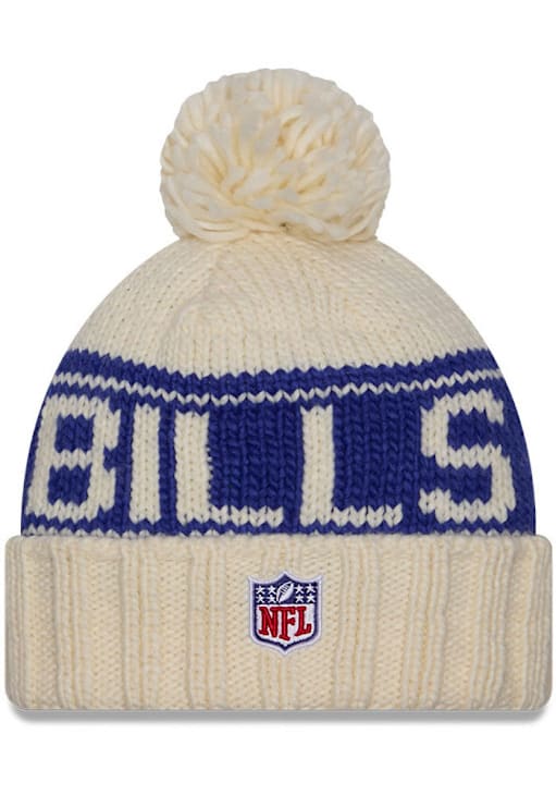 Buffalo Bills New Era Womens White 2024 Sideline W Cuff Pom Knit