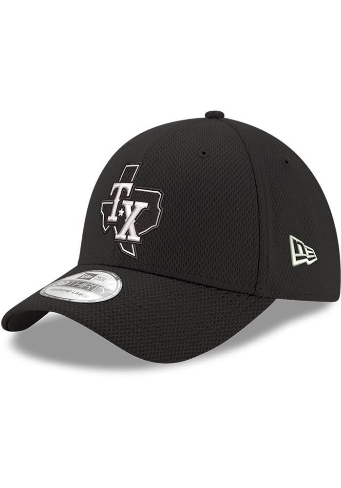 Texas Rangers Mens 39THIRTY BLACK New Era Flex Hat - 59030899
