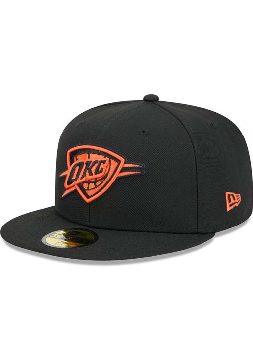 New Era Oklahoma City Thunder Mens Black 2024 NBA City Edition 9SEVENTY Design Fitted Hat
