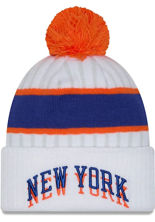 New York Knicks New Era White 2024 NBA City Edition Knit Knit Hat - Main Image