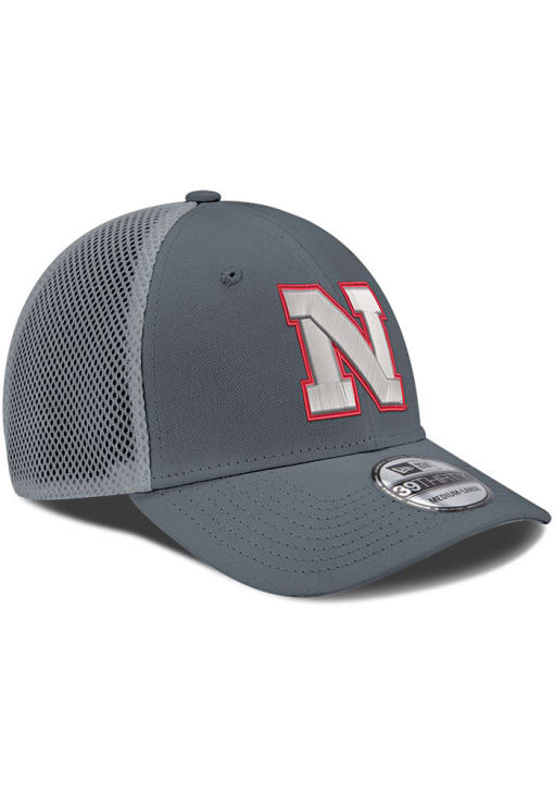New Era Nebraska Cornhuskers Mens Graphite 2T Neo 39THIRTY Flex Hat