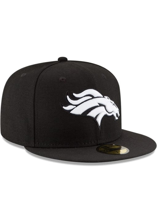New Era Denver Broncos Mens Black White Logo Basic 59FIFTY Fitted Hat
