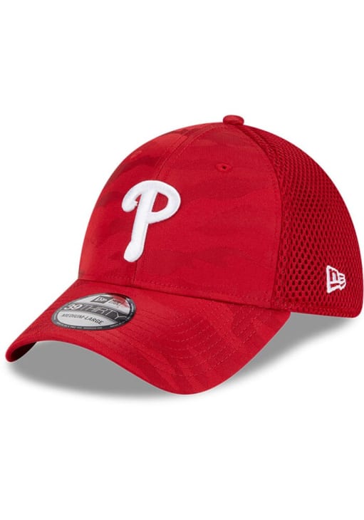 New Era Philadelphia Phillies Mens Red Tonal Camo 39THIRTY Flex Hat