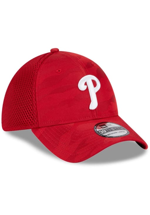 New Era Philadelphia Phillies Mens Red Tonal Camo 39THIRTY Flex Hat