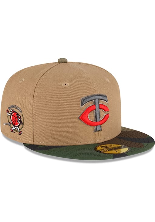 Minnesota Twins Mens Camo Visor 59FIFTY KHAKI New Era Fitted Hat
