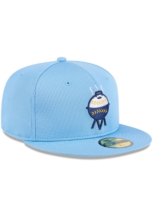 New Era Milwaukee Brewers Mens Light Blue 2025 City Connect Batting Practice 59FIFTY Fitted Hat