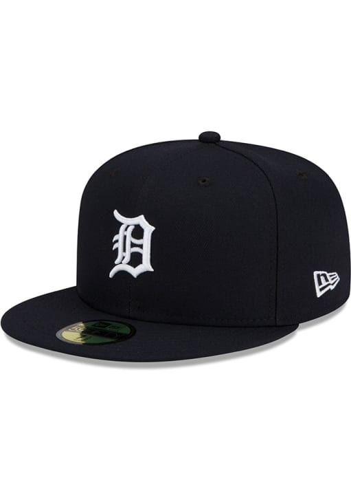 New Era Detroit Tigers Mens Navy Blue Home AC 2024 Postseason Side Patch 59FIFTY Fitted Hat