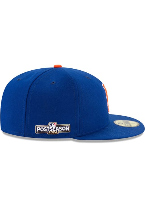 New Era New York Mets Mens Blue Alt AC 2024 Postseason Side Patch 59FIFTY Fitted Hat