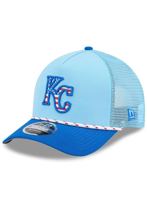 New Era Kansas City Royals 2025 MLB 4th of July 9FORTY Mcrown Adjustable Hat - Light Blue