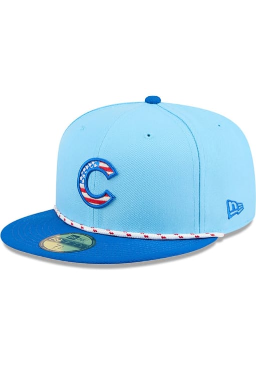 New Era Chicago Cubs Mens Light Blue 2025 MLB 4th of July 59FIFTY Fitted Hat