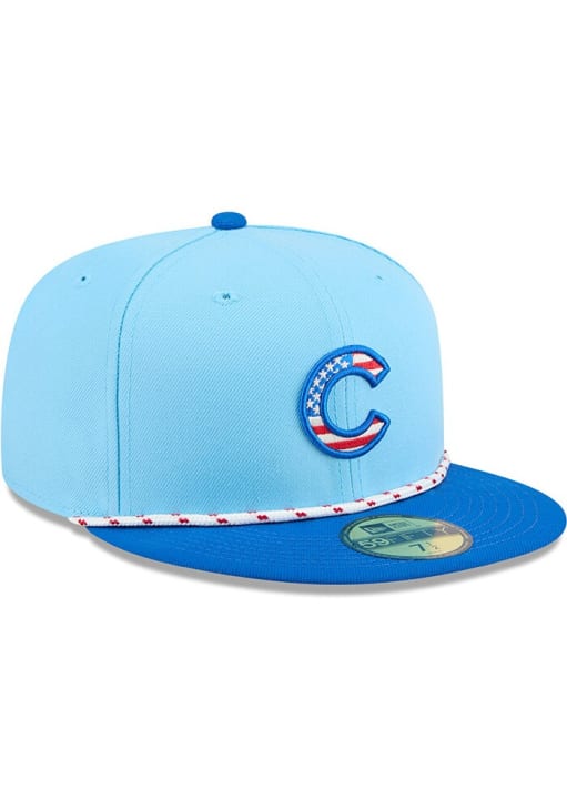 New Era Chicago Cubs Mens Light Blue 2025 MLB 4th of July 59FIFTY Fitted Hat