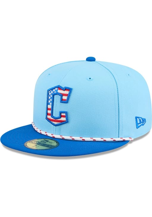 New Era Cleveland Guardians Mens Light Blue 2025 MLB 4th of July 59FIFTY Fitted Hat
