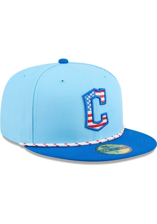 New Era Cleveland Guardians Mens Light Blue 2025 MLB 4th of July 59FIFTY Fitted Hat