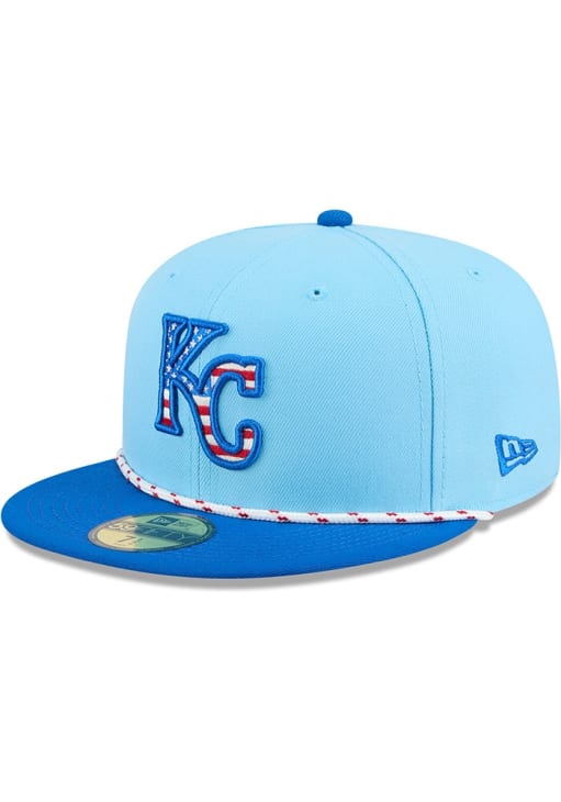 New Era Kansas City Royals Mens Light Blue 2025 MLB 4th of July 59FIFTY Fitted Hat