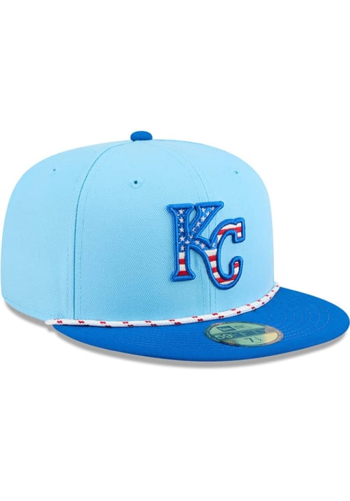 New Era Kansas City Royals Mens Light Blue 2025 MLB 4th of July 59FIFTY Fitted Hat