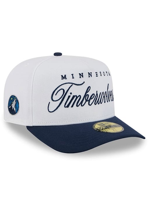 New Era Minnesota Timberwolves Mens White 2025 NBA Draft A Frame 59FIFTY Fitted Hat