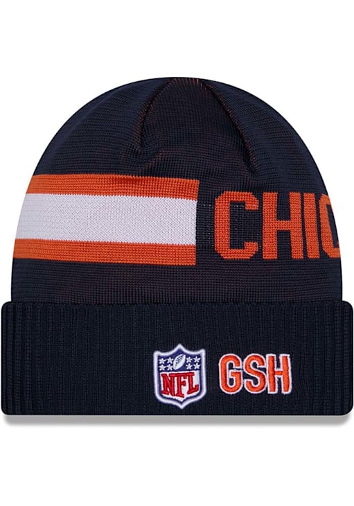 Exclusive On Field Beanie Chicago Bears GSH New Era Cuffed Sport Knit Authentic Chicago Bears New Era NAVY 2024 Sideline Bearhead Sport Cuff  main image 3