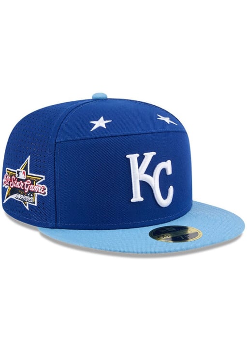 New Era Kansas City Royals Mens Blue 2025 All Star Game Split Panel 59FIFTY Fitted Hat