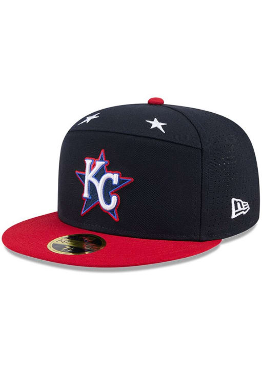 New Era Kansas City Royals Mens Blue 2025 All Star Game Workout Split Panel 59FIFTY Fitted Hat