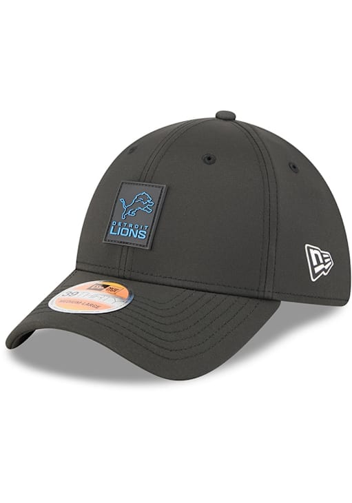 New Era Detroit Lions Mens Black 2025 Sideline 39THIRTY Flex Hat