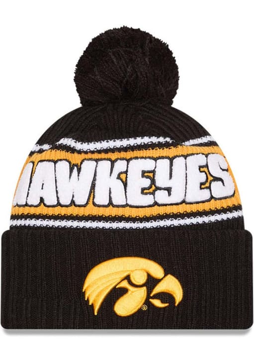 New Era Iowa Hawkeyes Black Bold Cuff Pom Mens Knit Hat
