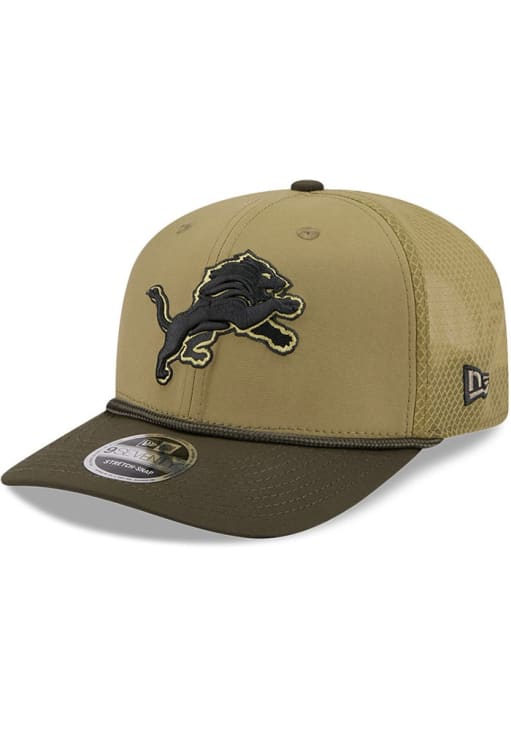 New Era Detroit Lions 2025 Salute To Service Stretch 9SEVENTY Trucker Adjustable Hat - Green