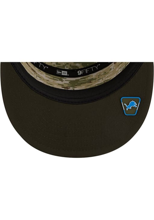 New Era Detroit Lions Green 2025 Salute To Service Split Panel 9FIFTY Trucker Mens Snapback Hat