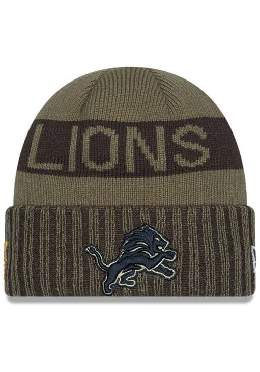 New Era Detroit Lions Green 2025 Salute To Service Cuff Mens Knit Hat