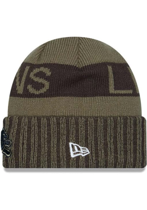New Era Detroit Lions Green 2025 Salute To Service Cuff Mens Knit Hat