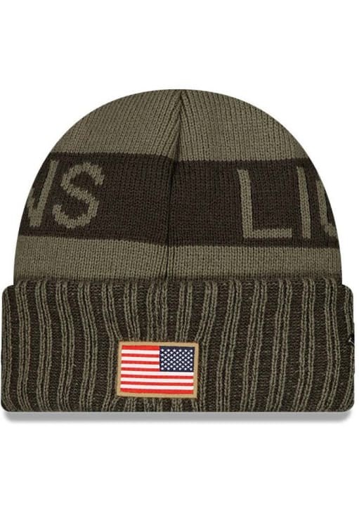 New Era Detroit Lions Green 2025 Salute To Service Cuff Mens Knit Hat