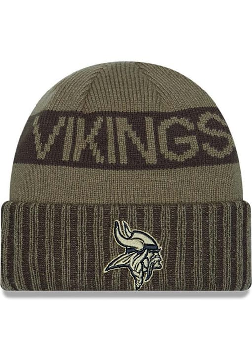 New Era Minnesota Vikings Green 2025 Salute To Service Cuff Mens Knit Hat