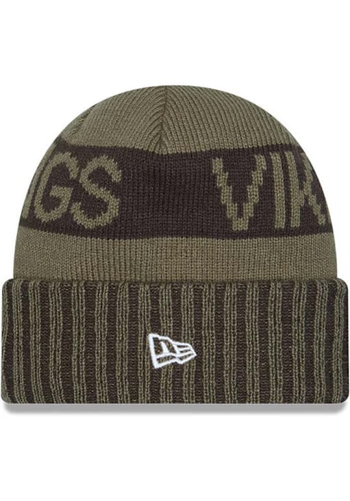New Era Minnesota Vikings Green 2025 Salute To Service Cuff Mens Knit Hat