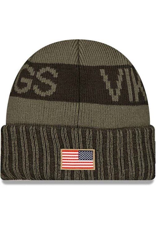 New Era Minnesota Vikings Green 2025 Salute To Service Cuff Mens Knit Hat