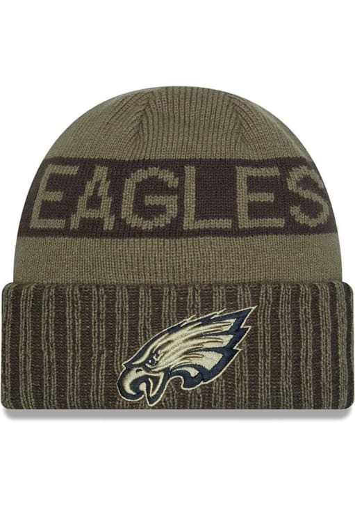 New Era Philadelphia Eagles Green 2025 Salute To Service JR Cuff Youth Knit Hat