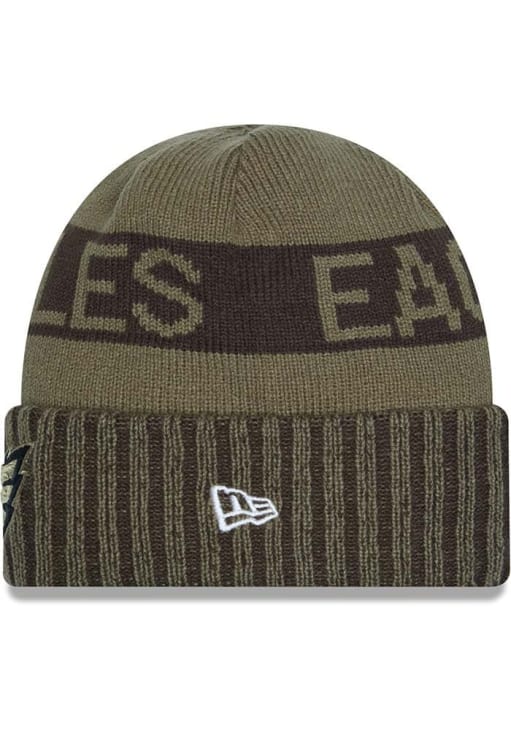 New Era Philadelphia Eagles Green 2025 Salute To Service JR Cuff Youth Knit Hat