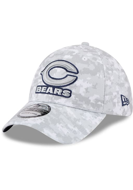 New Era Chicago Bears Mens Grey 2025 Salute to Service Camo Fan Pack 39THIRTY Flex Hat