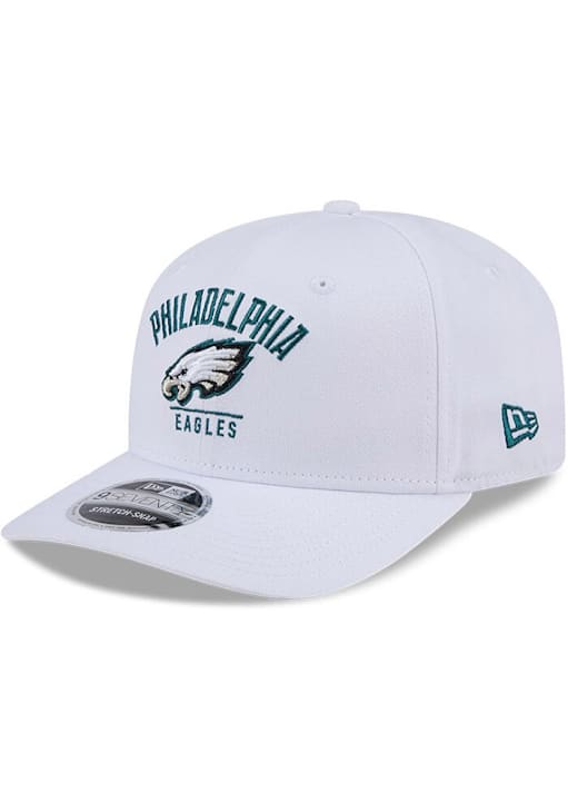 New Era Philadelphia Eagles Team Wordmark & Logo Stretch 9SEVENTY Adjustable Hat - White