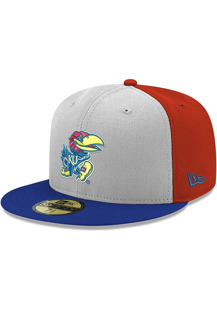 New Era Kansas Jayhawks Red 3T 59FIFTY Fitted Hat, Red, 100% Polyester, Size 7 1/4, Rally House