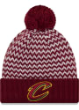New Era Cleveland Cavaliers Womens Maroon Patterned Pom Knit Hat