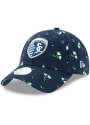 New Era Sporting Kansas City Navy Blue JR Blossom LS 9TWENTY Youth Adjustable Hat