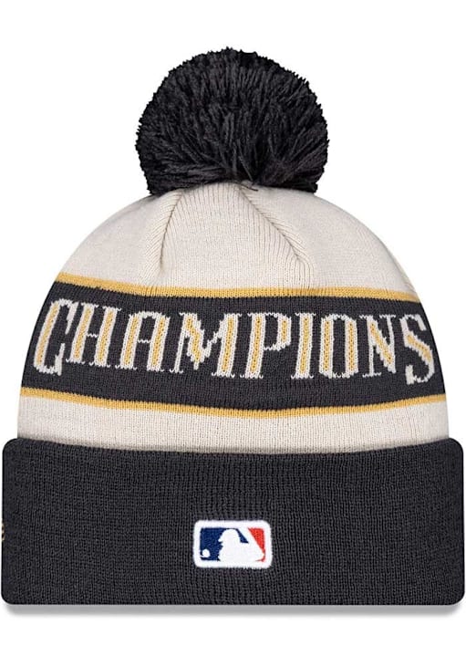 New Era Los Angeles Dodgers Natural Locker Room 2025 World Series Champions Cuff Pom Mens Knit Hat