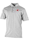 Main image for Mens Wisconsin Badgers Grey Columbia Heat Seal Double Hit Short Sleeve Polo Shirt