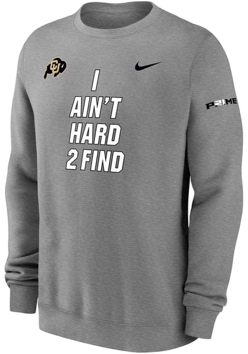 Deion Sanders  Nike Colorado Buffaloes Mens Grey Coach Prime Long Sleeve Crew Sweatshirt