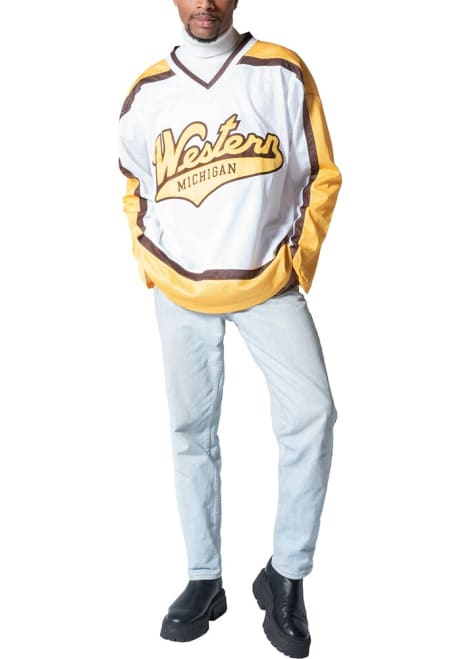 Mens White Western Michigan Broncos Script Tail Replica Hockey Hockey Jersey