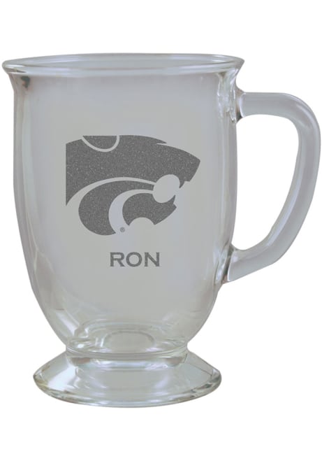 White K-State Wildcats Personalized Laser Etched 16oz Cafe Glass Mug Stein