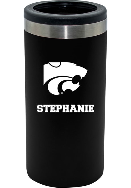 Black K-State Wildcats Personalized 12oz Slim Can Coolie