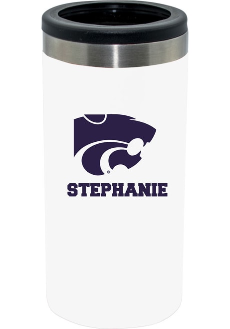 White K-State Wildcats Personalized Slim Can Coolie