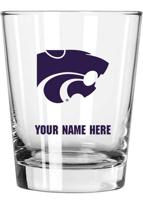 Purple K-State Wildcats Personalized 15oz Double Old Fashioned Rock Glass