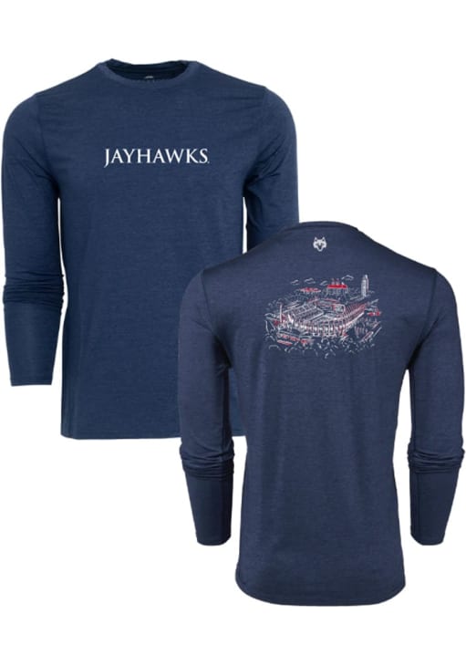 Greyson Kansas Jayhawks Mens Navy Blue Guide Vintage Long Sleeve Sweatshirt
